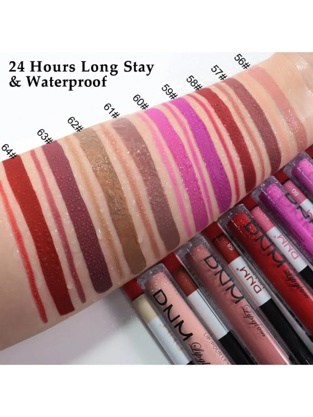 DNM 61# Nuetral Nude 2Pcs 24H Long-Lasting Matte Liquid Lipstick and Lip Liner